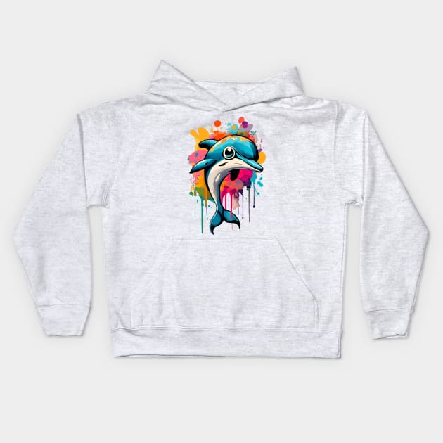 Dolphin Colourful - Cute Dolphin Baby Kids Hoodie by BigWildKiwi